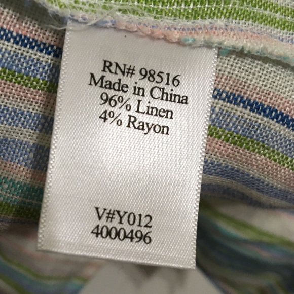 Coldwater Creek Linen Shirt, Striped Shaped Shirt, Size: 2X - Picture 4 of 5